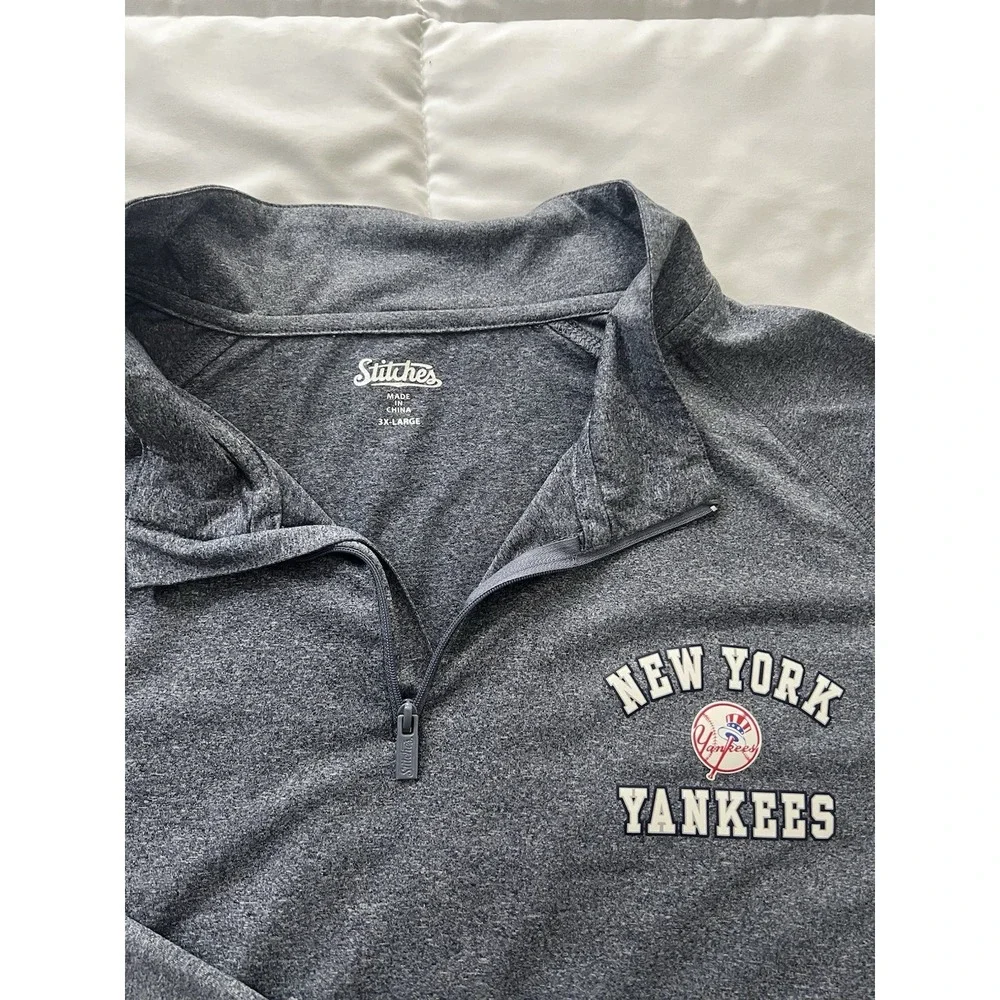 Stitches New York Yankees Quarter Zip Pullover‎ 3XL Gray MLB (169)